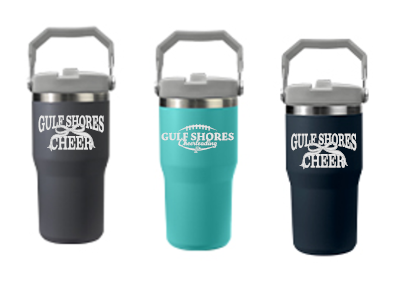 20 oz stainless steel tumbler with top carrying handle