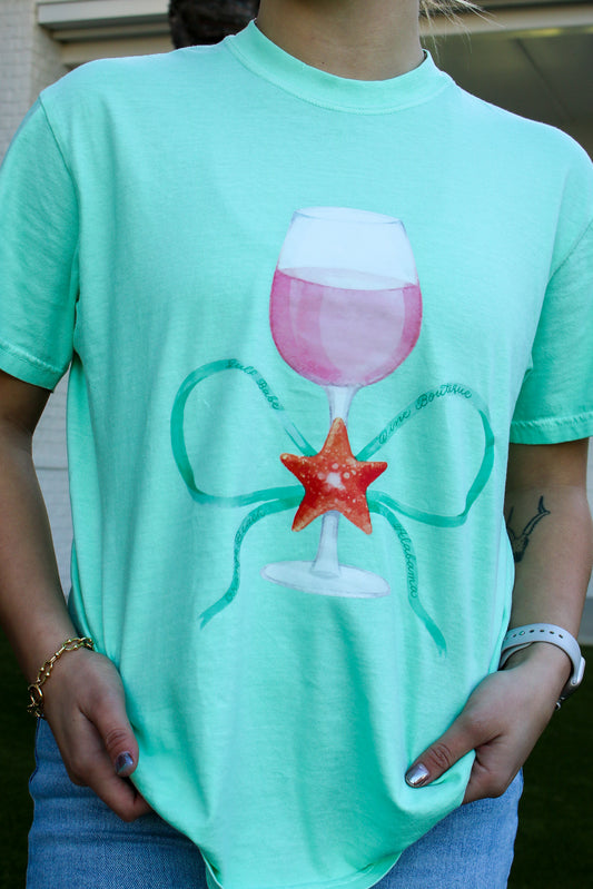 Gulf Babe Sweet Wine Bow Comfort Color Tee