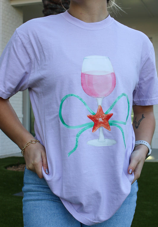 Gulf Babe Sweet Wine Bow Comfort Color Tee